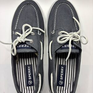 Sperry Charcoal Canvas Boat Shoes Size 8.5